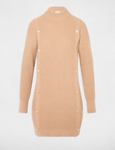 knitted short dress beige women Knitted short dress beige women