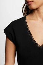 A-line mini knitted dress black women