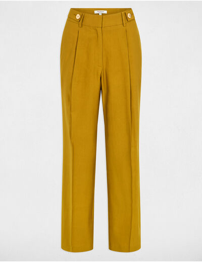 Peg trousers with darts khaki green women