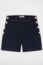 Fitted denim short raw denim women
