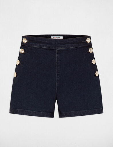 Fitted denim short raw denim women