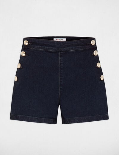 Fitted denim short raw denim women