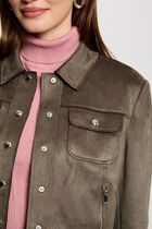 Buttoned suede jacket khaki green women