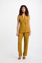 Peg trousers with darts khaki green women