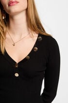 Long-sleeved jumper buttons fine knit black women