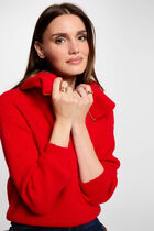 Jumper with zipped-rollneck red women
