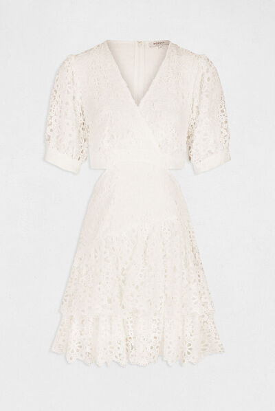 A-line dress with English embroidery ecru ladies'