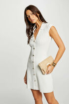 Fitted mini knitted dress ivory women