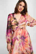 Robe longue droite imprimée multicolore femme
