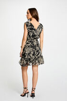 Printed wrap dress black women