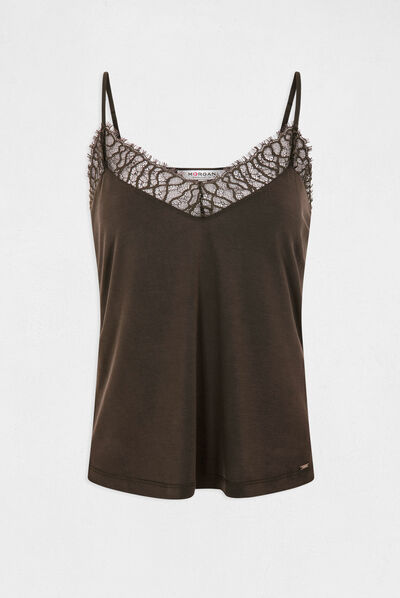 Vest top with thin straps and lace  ladies'