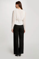 Blouse manches longues drapée blanc femme