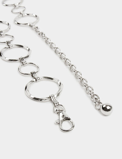 Belt with metal rings silver color women