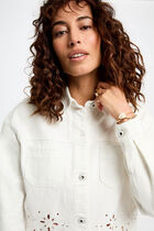 Veste en jean brodée blanc femme
