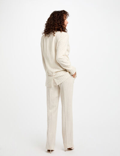 Striped wide leg trousers beige women