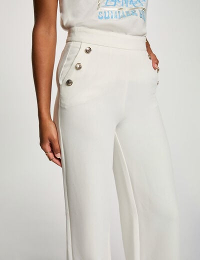 Wide leg trousers with buttons white women