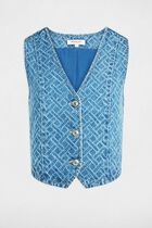 Sleeveless denim jacket denim stone women