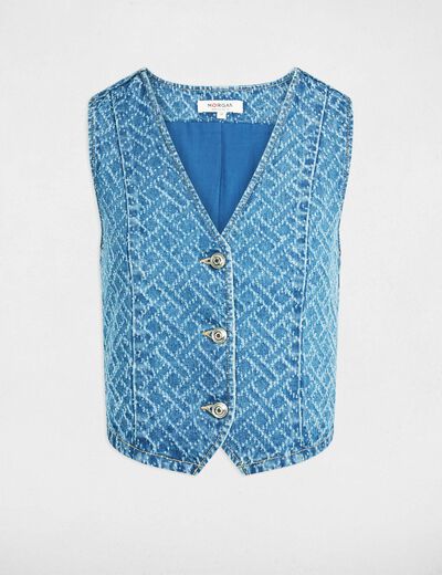 Sleeveless denim jacket denim stone women