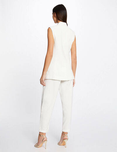 Cropped loose and straight trousers ecru ladies'