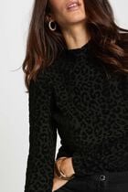 leopard high neck t shirt black women Leopard high neck t-shirt black women