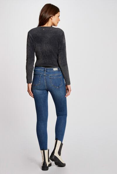 Long-sleeved jumper with V-neck anthracite grey ladies'