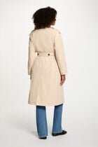 Trench long col tailleur sable femme