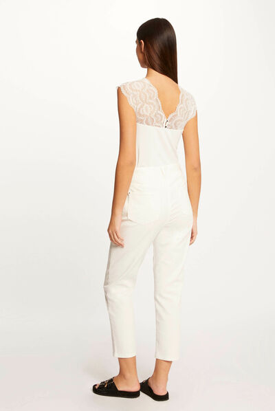 Short-sleeved t-shirt with lace ecru ladies'