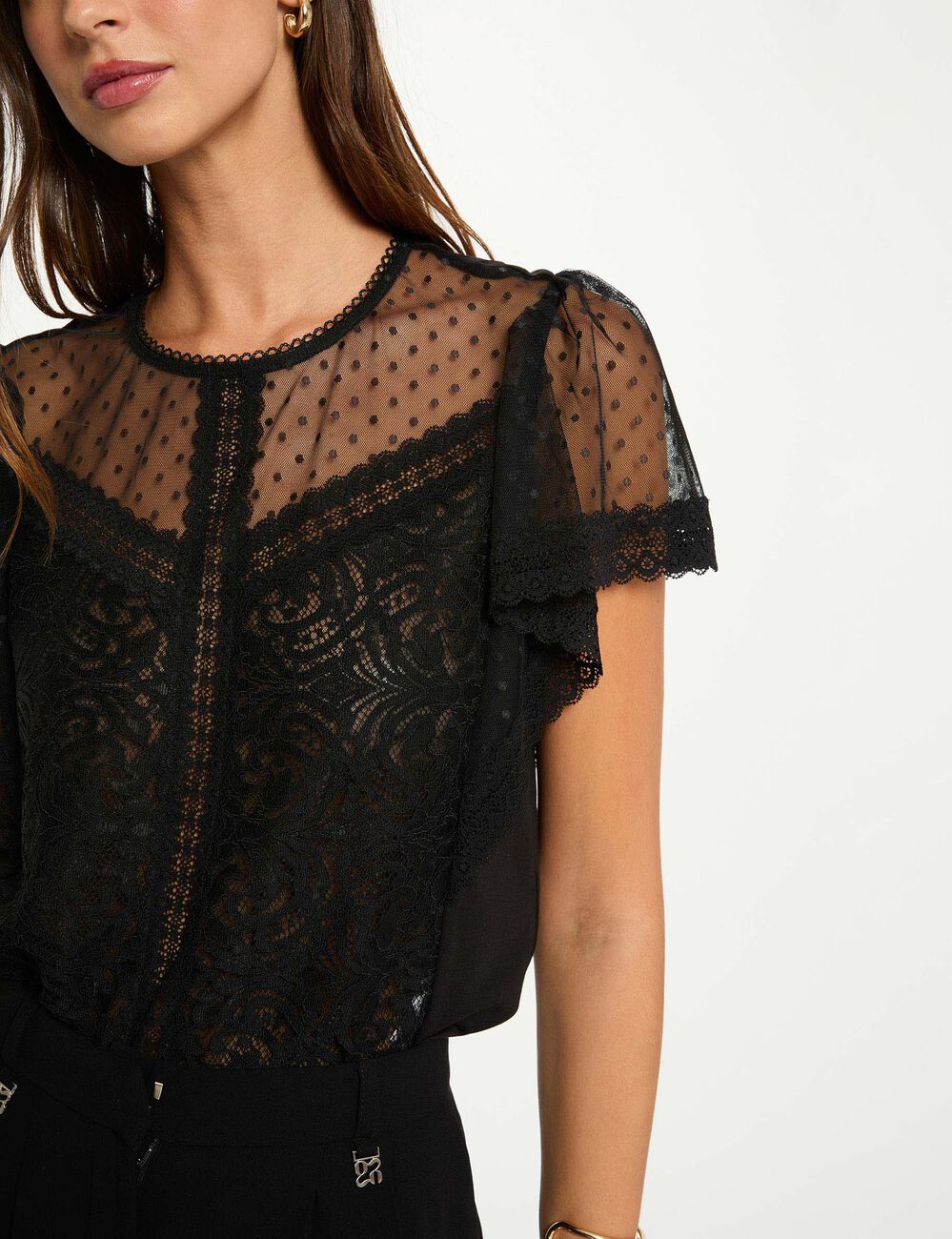 t shirt manches courtes noir femme T-shirt manches courtes noir femme