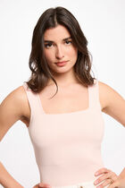 Fitted tank top with square neckline pastel pink women