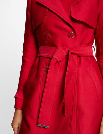 Straight belted trenchcoat red ladies'
