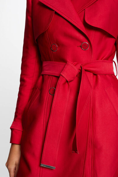 Straight belted trenchcoat red ladies'