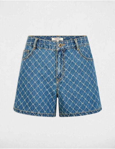 High waist denim shorts stone wash denim women