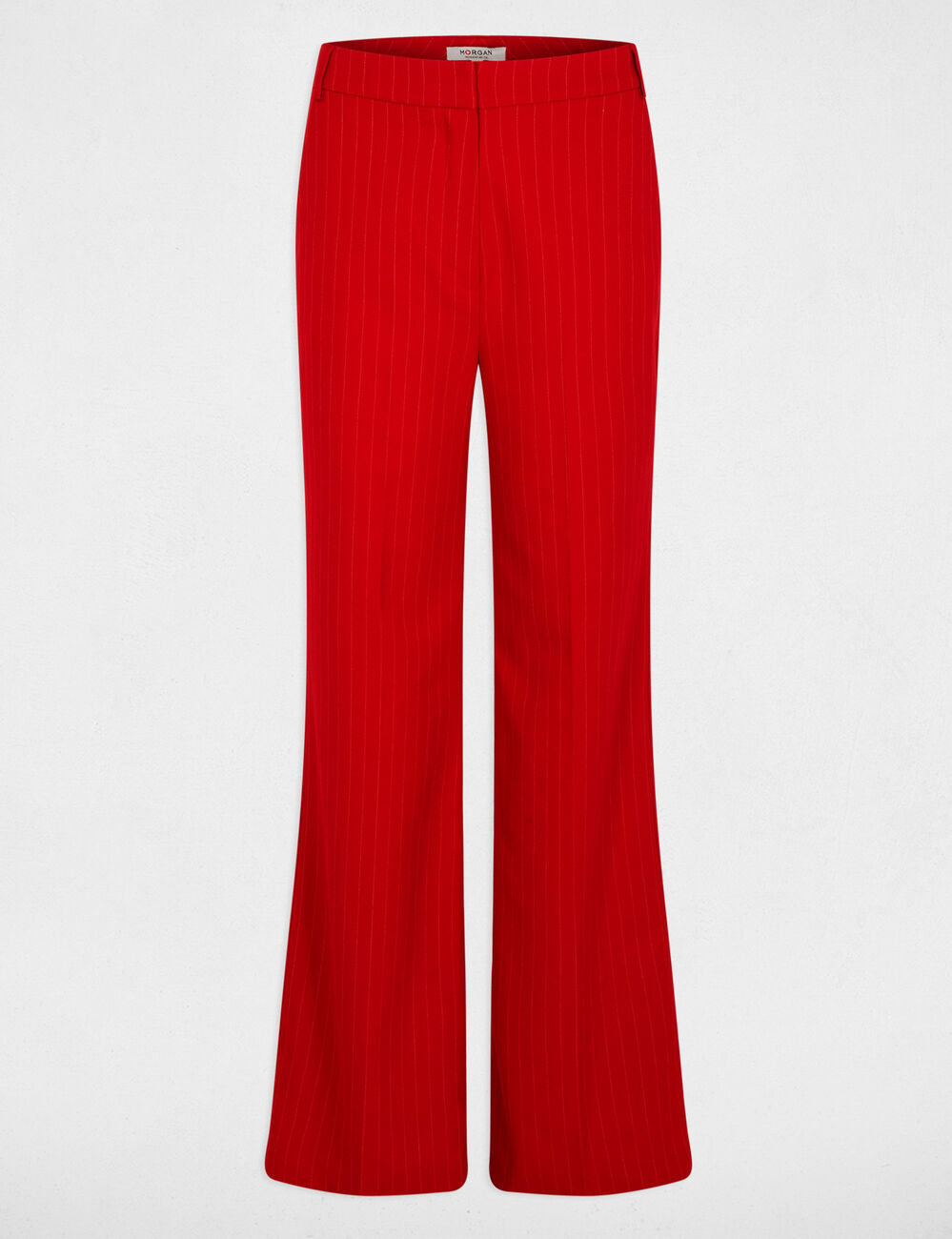 High-waisted straight trousers red women