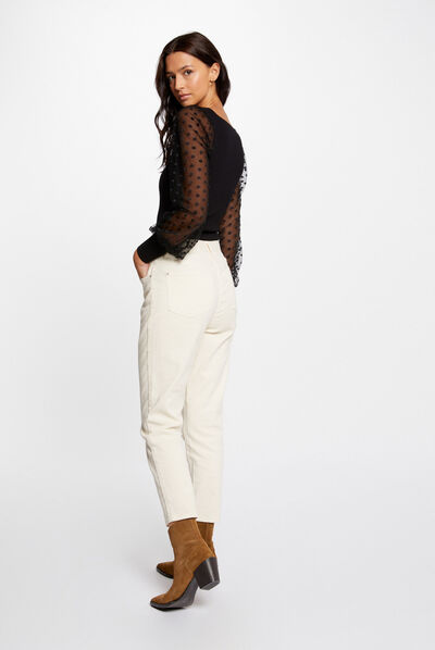 Long-sleeved jumper with dobby spot black ladies'
