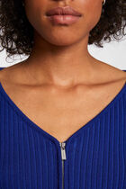 Long-sleeved jumper with ribbed knit blue women