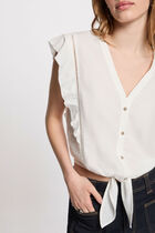 Tied shirt with v-neck white women