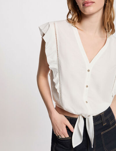Tied shirt with v-neck white women