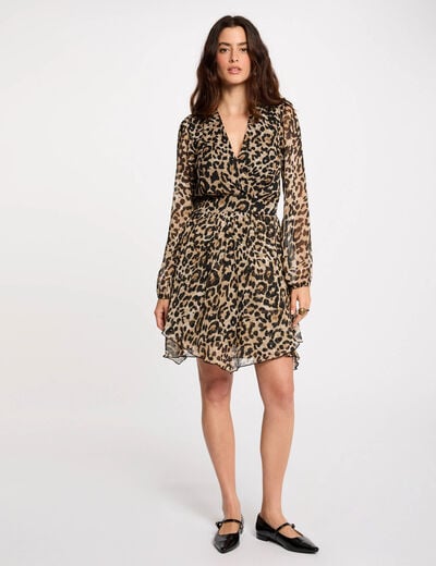 Printed fitted mini dress multicolor women