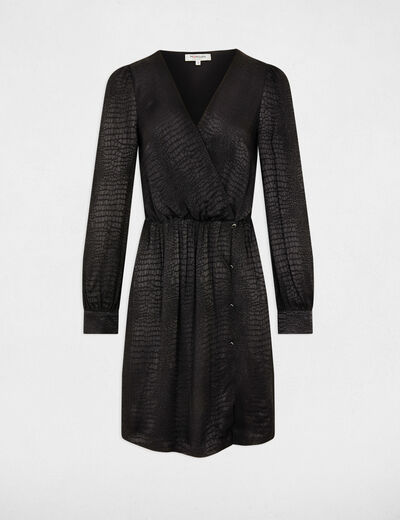 Straight satin dress animal print black women