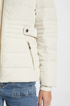 Zipped padded jacket with hood ivory women