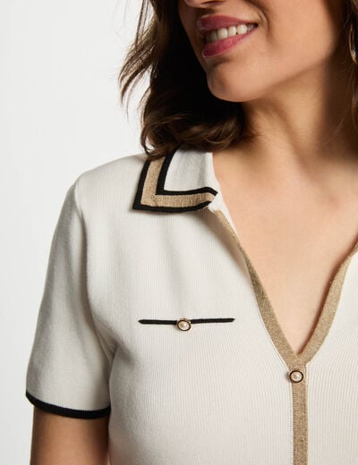 Jumper polo collar and short sleeves white women