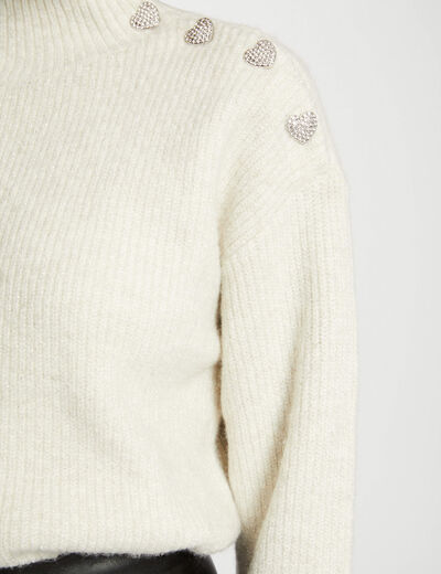 Long-sleeved jumper with buttons ivory ladies'