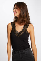 Vest top wide straps with lace black women