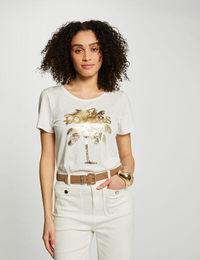 T-shirt with message ecru women