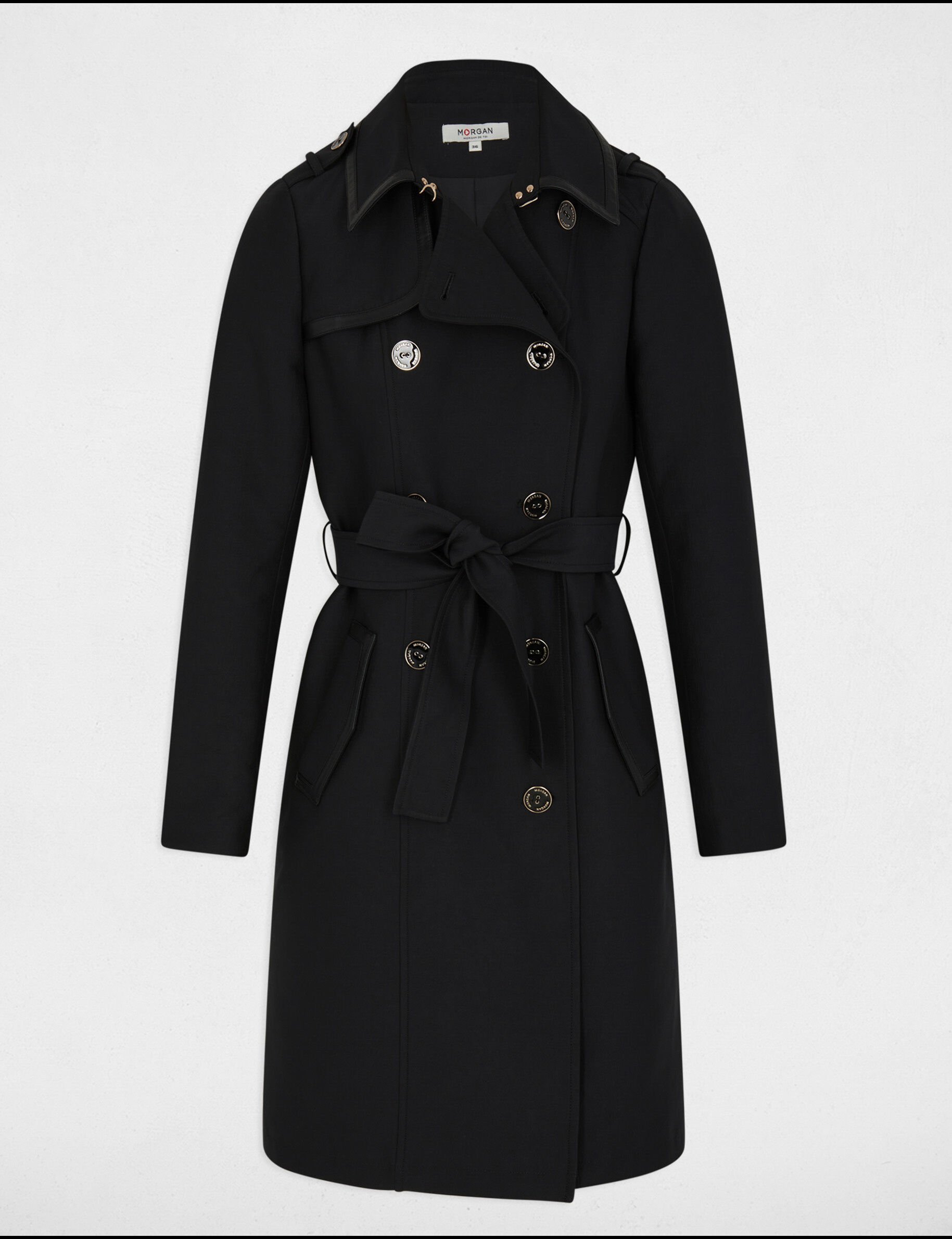 トレンチコート Montecore Double-Breasted Black Trench Coat Montecore Double-breasted Black Trench Coat | ModeSens
