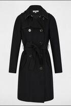 Belted long trenchcoat black women