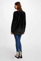 Long cardigan with fluffy knit black women