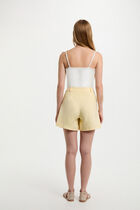 Straight short pastel yellow women