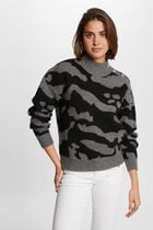 Printed jumper high collar anthracite grey women