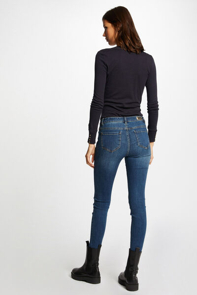 Long-sleeved t-shirt with V-neck navy ladies'